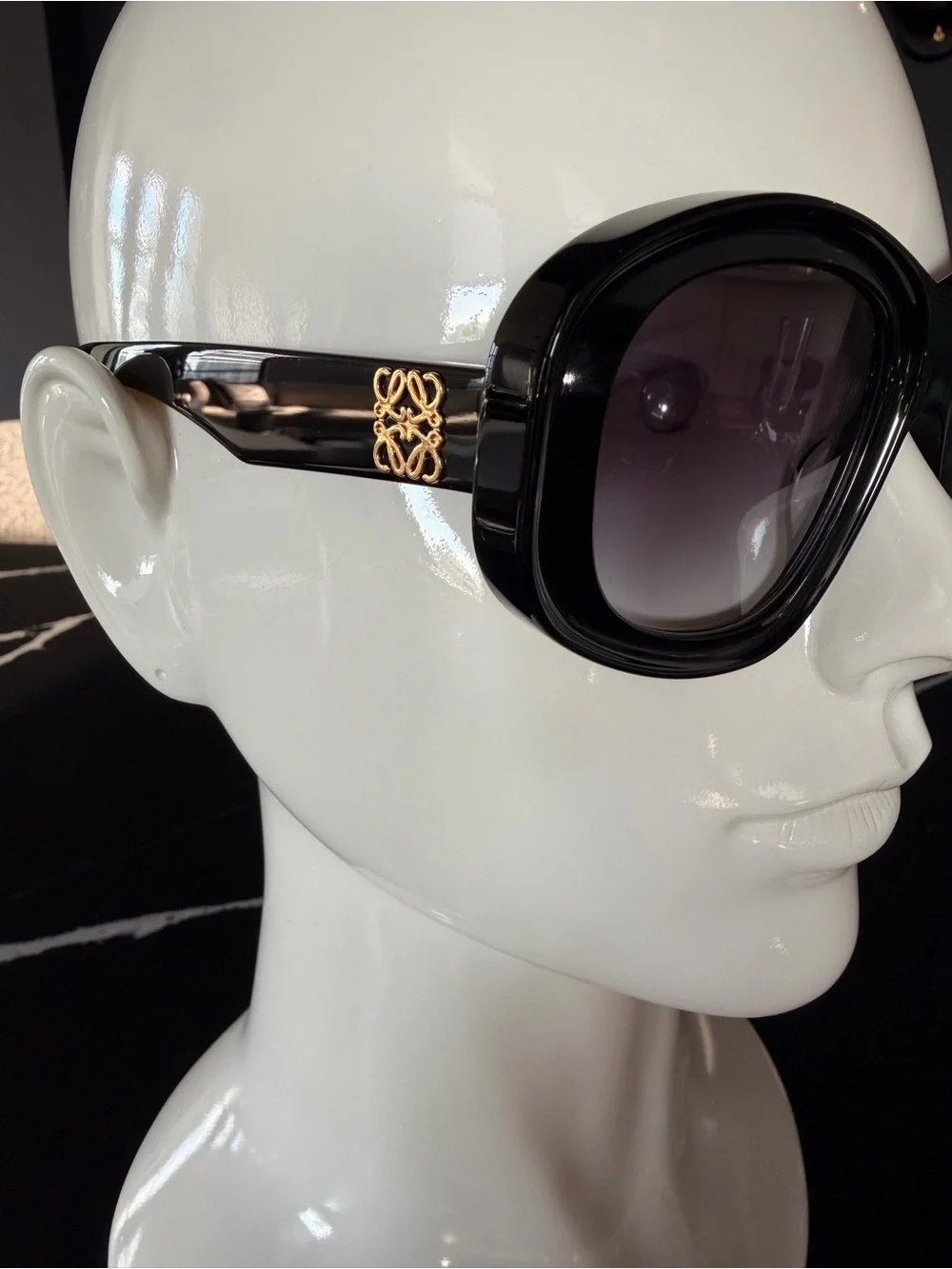 Loewe Black Oversized Sunglasses with Gradient Purple Lenses
